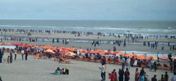 Cox's bazar sea beach visitors photo 
