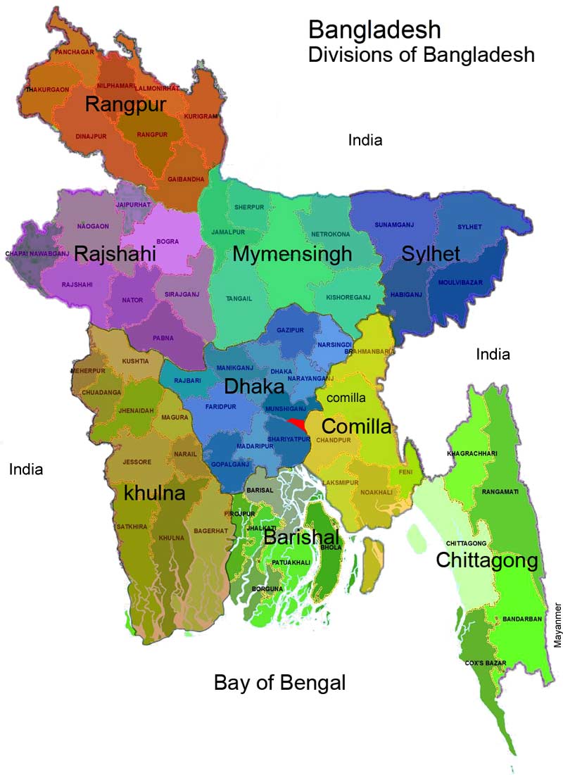 Map Of Bangladesh Divisions And Districts Maps